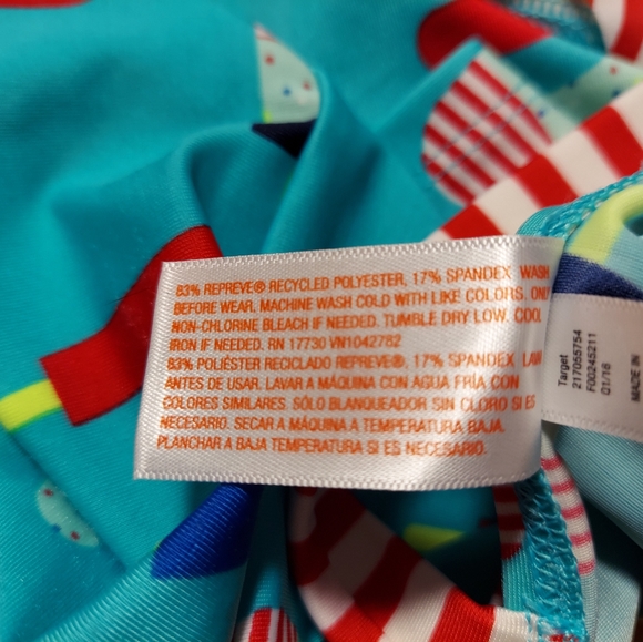 🎁5/$25-2T teal tankini two piece bathing suit,  popsicle pattern - Picture 8 of 10